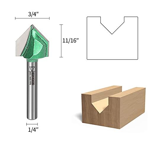 KOWOOD Pro 90 V Grooving Bit Set 4 Pcs 14 Inch Shank 14 12 3
