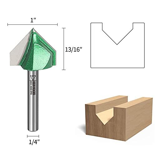 KOWOOD Pro 90 V Grooving Bit Set 4 Pcs 14 Inch Shank 14 12 3