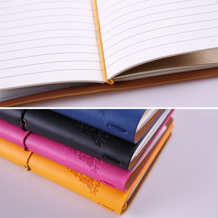 Pretty Butterfly Lady Vintage Travelers Notebook Diary Notepad PU Leather Literature Journal Planners School Stationery(Purple)