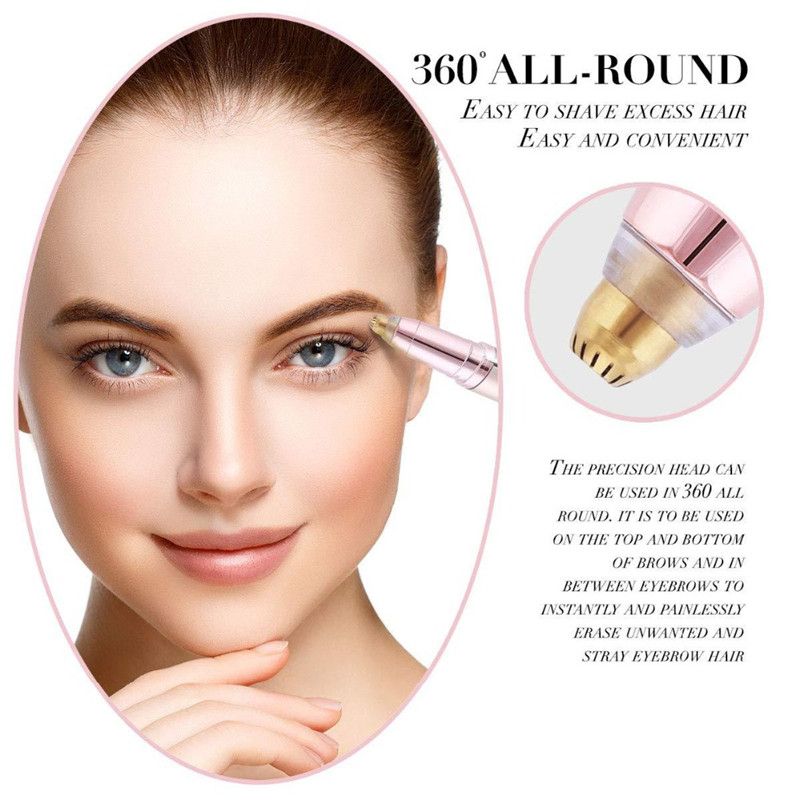 Portable Electric Eyebrow Trimmer Eye Brow Epilator-Gold