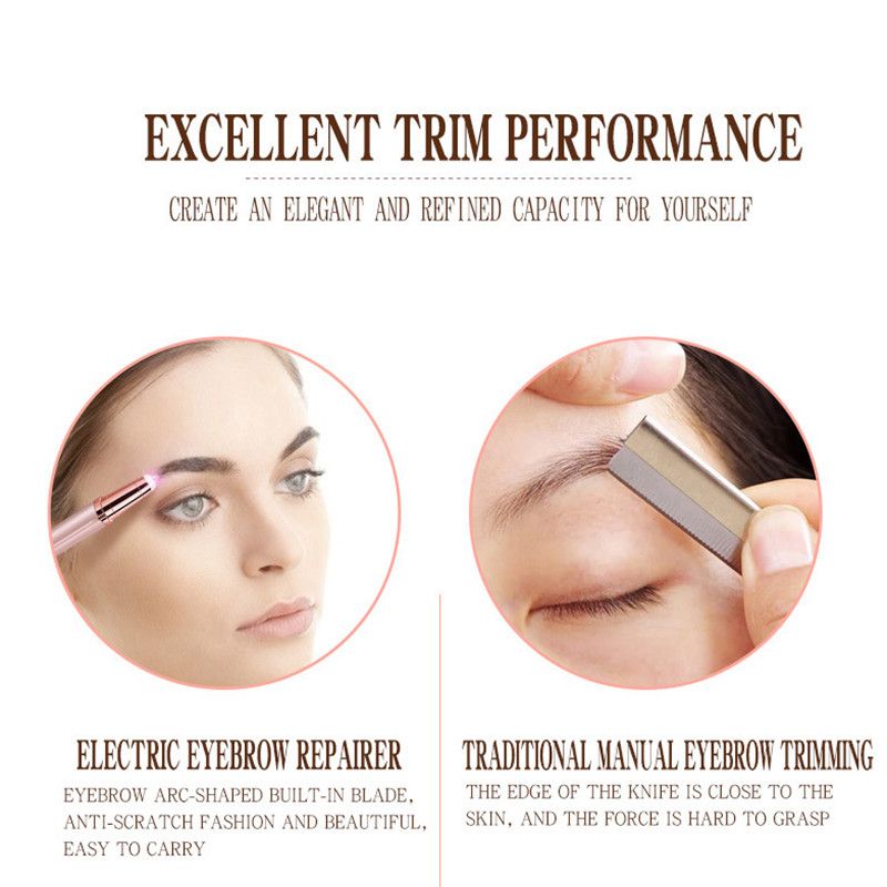 Portable Electric Eyebrow Trimmer Eye Brow Epilator-Gold