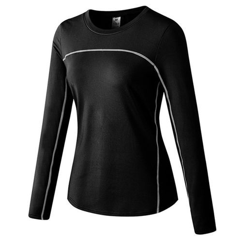 Women's Sport Tops,Autumn Long Sleeve Running Gym Yoga T-Shirt（Black）