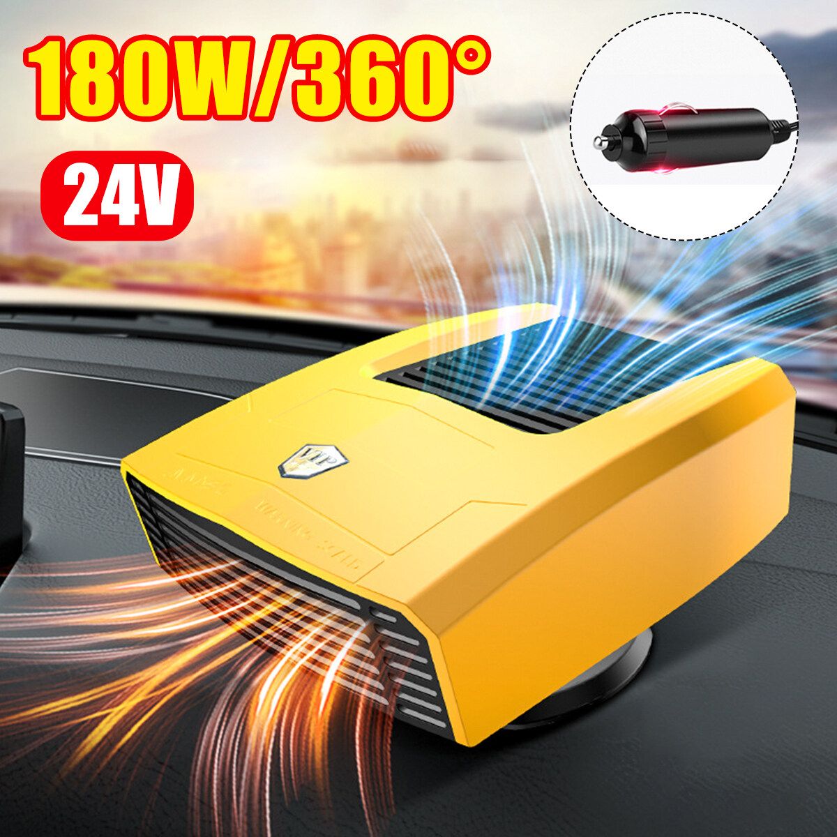 12V/24V 180W 360° Portable Car Air Heater Cooling Fan Windscreen Defogging