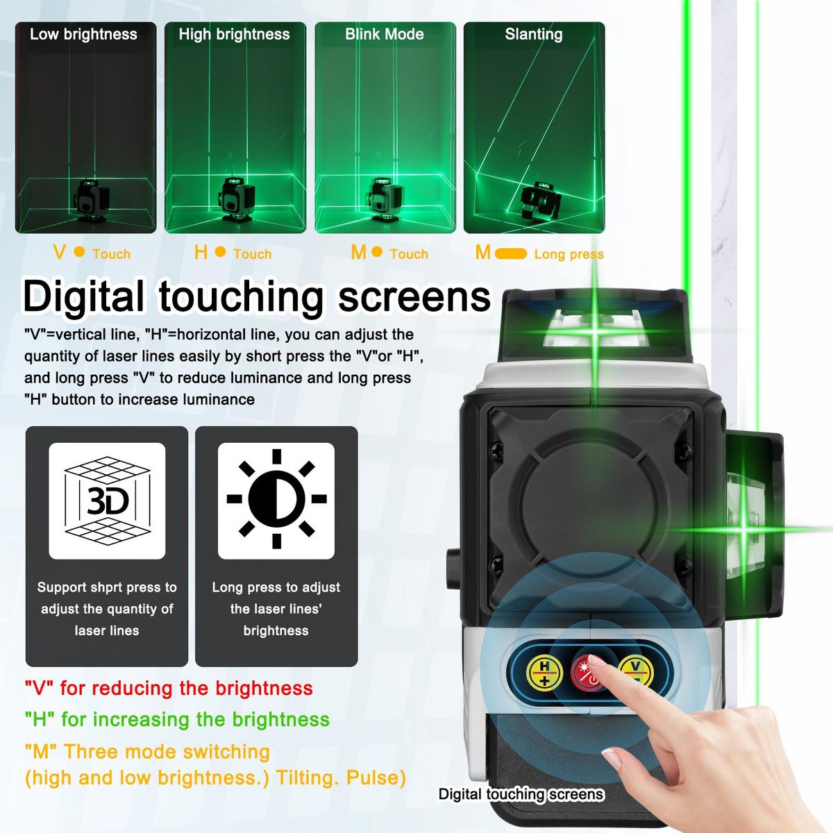 Multifunctional 16 Lines Laser Level 3° Self-leveling Machine Rechargeable Lithium Battery Leveling Tool Omnidirectional Ground Wall Sticker Waterproof Home Improvement Tools Set