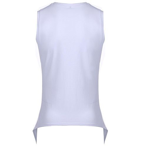 Men Fashion Sleeveless Asymmetric Hem Tank Tops Loose Casual Tops-Raw White Off White
