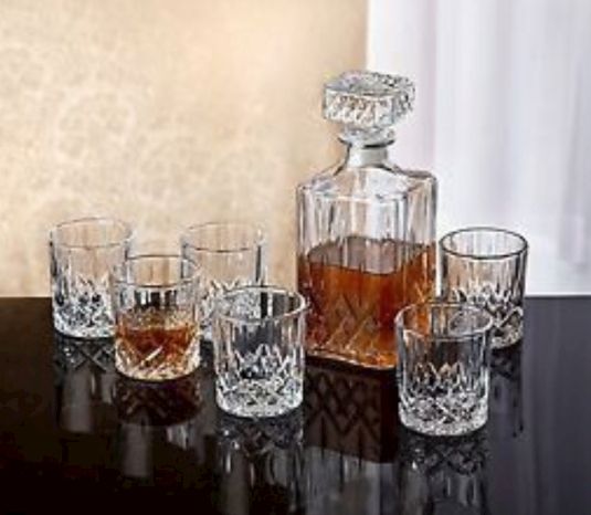Whiskey Carafe Decanter Wine Bottle With Glass Cups.
