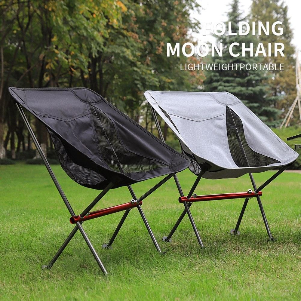 Portable Compact Moon Folding Chair Collapsible Camping Chair, C