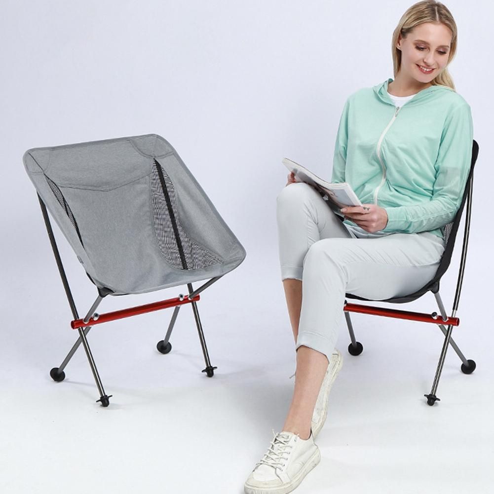 Portable Compact Moon Folding Chair Collapsible Camping Chair, C