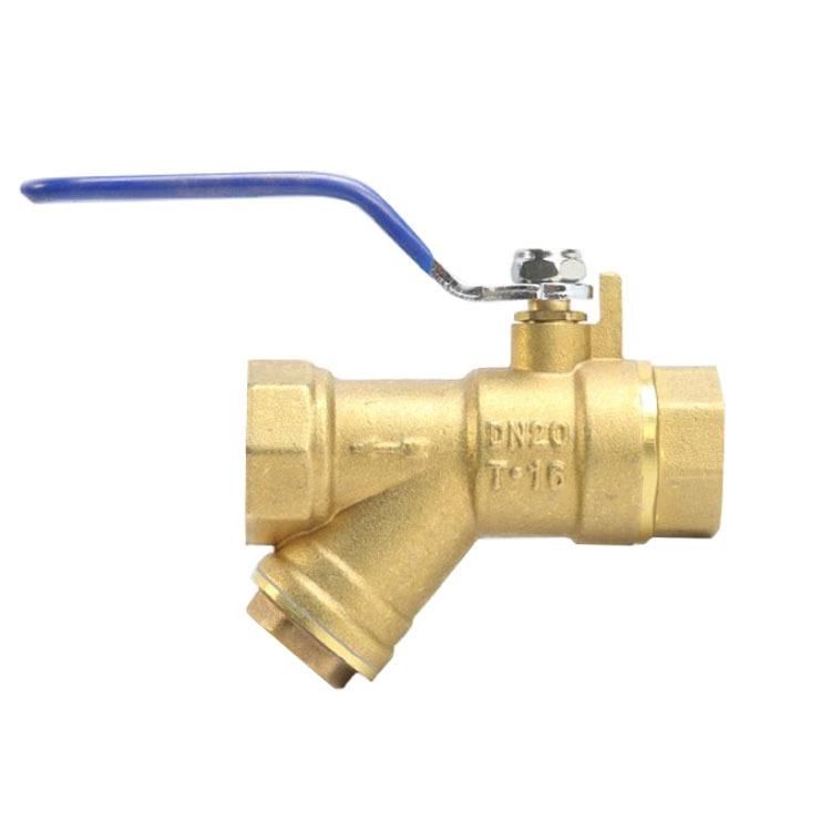 4-Point Screw Buckle Floor Heating Water Pipe Valve Integrated Y-Type Filter Ball Valve 80 Mesh Mesh/Brass Filter Ball Valve