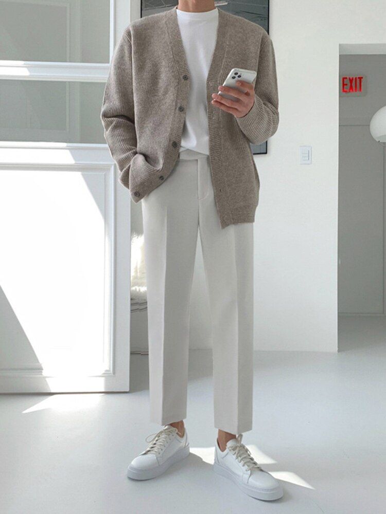 Casual Men's Pants Autumn Korean Loose Trend Straight Wide Leg 2022 Solid Color