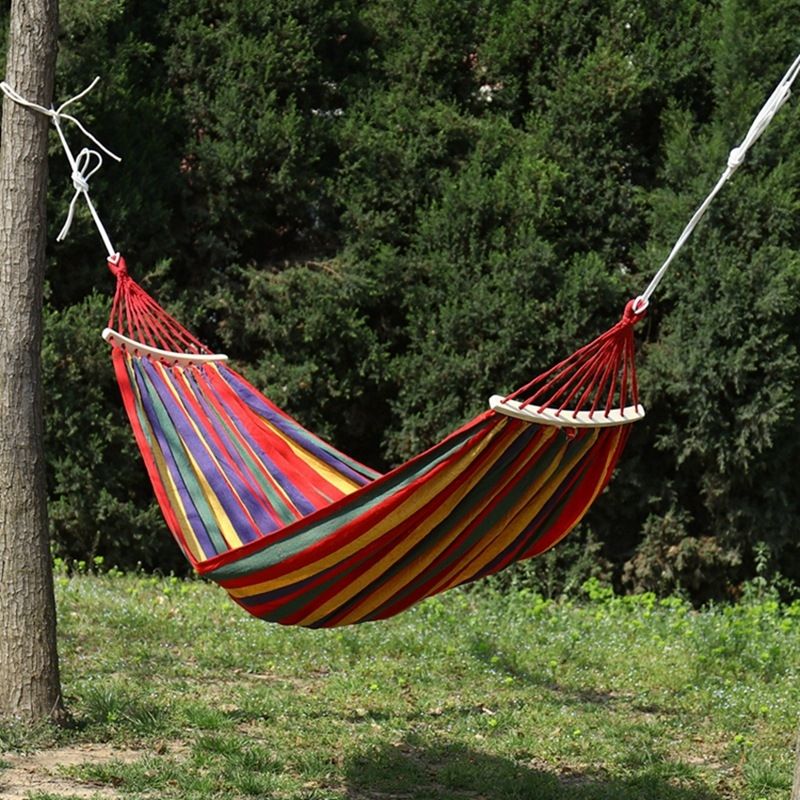 Canvas Hammock 260x80 With Stick (Red Stripe)