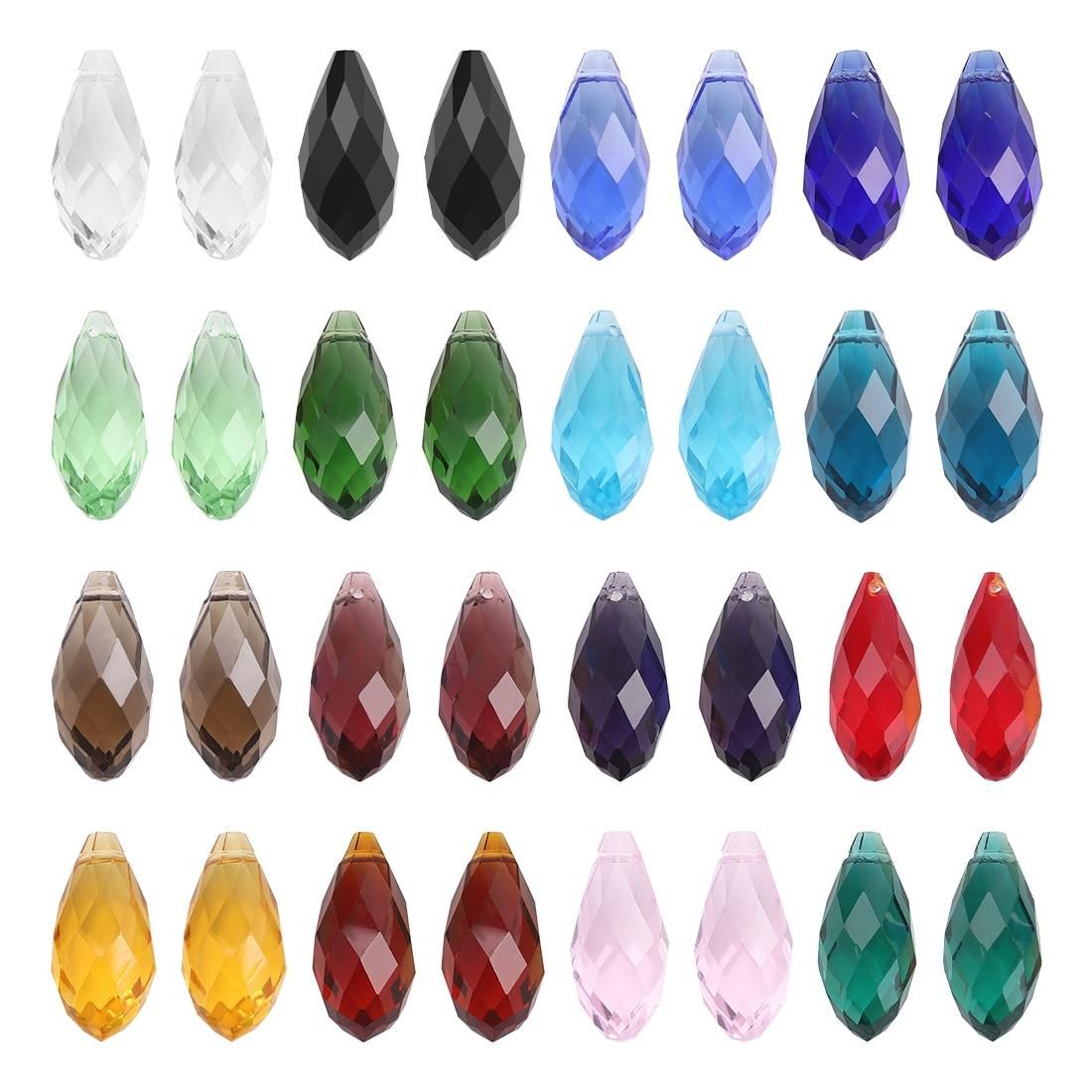 ZHUBI 5pcs 12x25mm Charms Crystal Teardrop Bead Faceted Glass Beads Fashion Jewelry Womens Accessories Necklace Earring Pendants