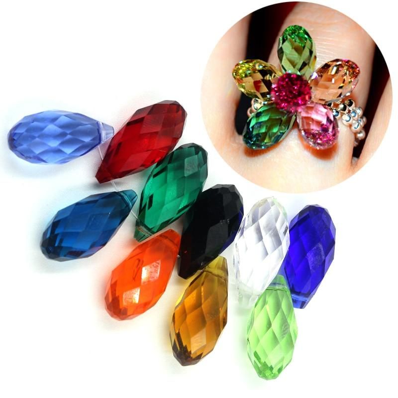 ZHUBI 5pcs 12x25mm Charms Crystal Teardrop Bead Faceted Glass Beads Fashion Jewelry Womens Accessories Necklace Earring Pendants