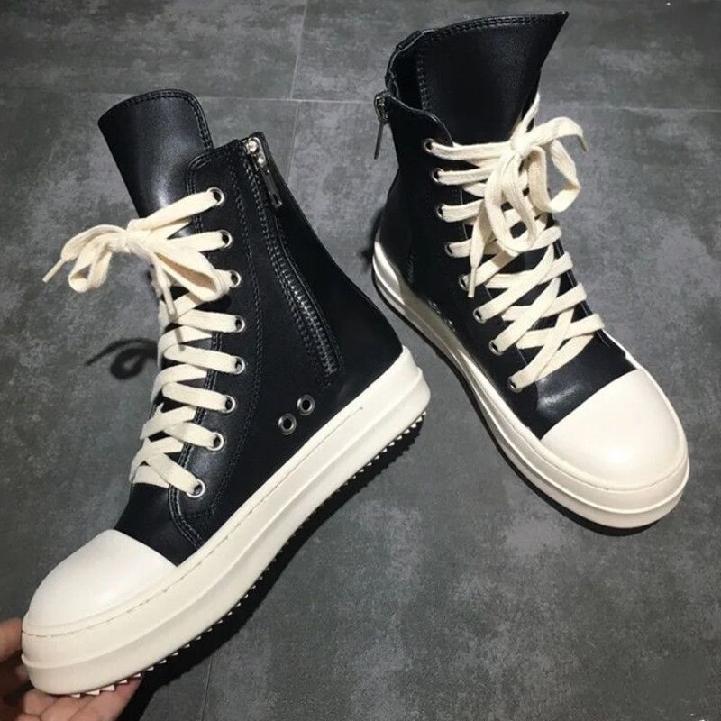Hip Hop Ro 2023 New High-top Canvas Shoes-Black Leather