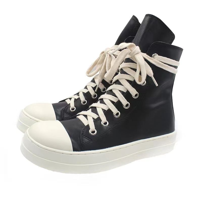 Hip Hop Ro 2023 New High-top Canvas Shoes-Black Leather