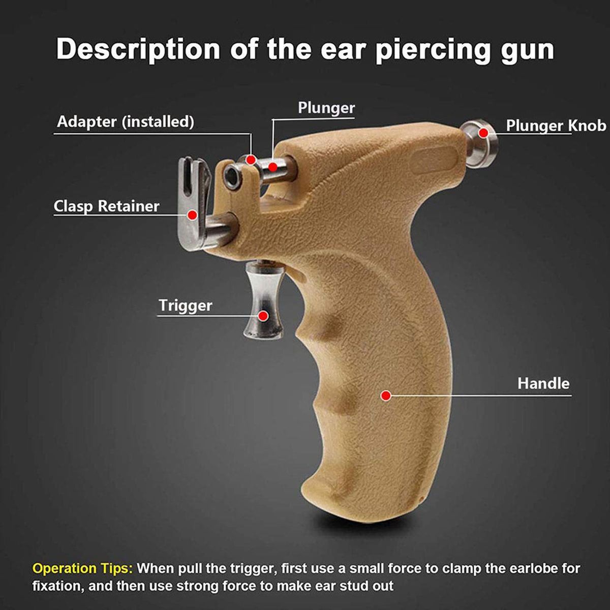 1Set Professional Steel Stainless Ear Piercing Gun Kit with 24 Steel Ear Studs Pen and Storage Case Painless Body Piercing Tool Safety Ear Lips Nose Navel Body Piercing Gun