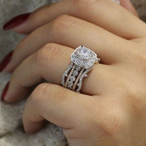 Princess Ring Diamond Engagement Ring  Sliver