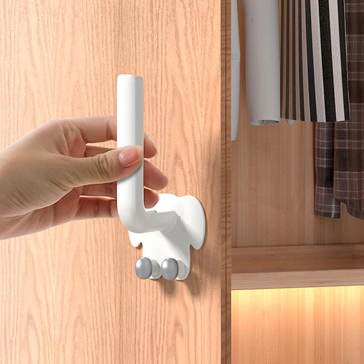 2Pcs Hanging Hooks L-Shape Wardrobe Hanging Hooks White