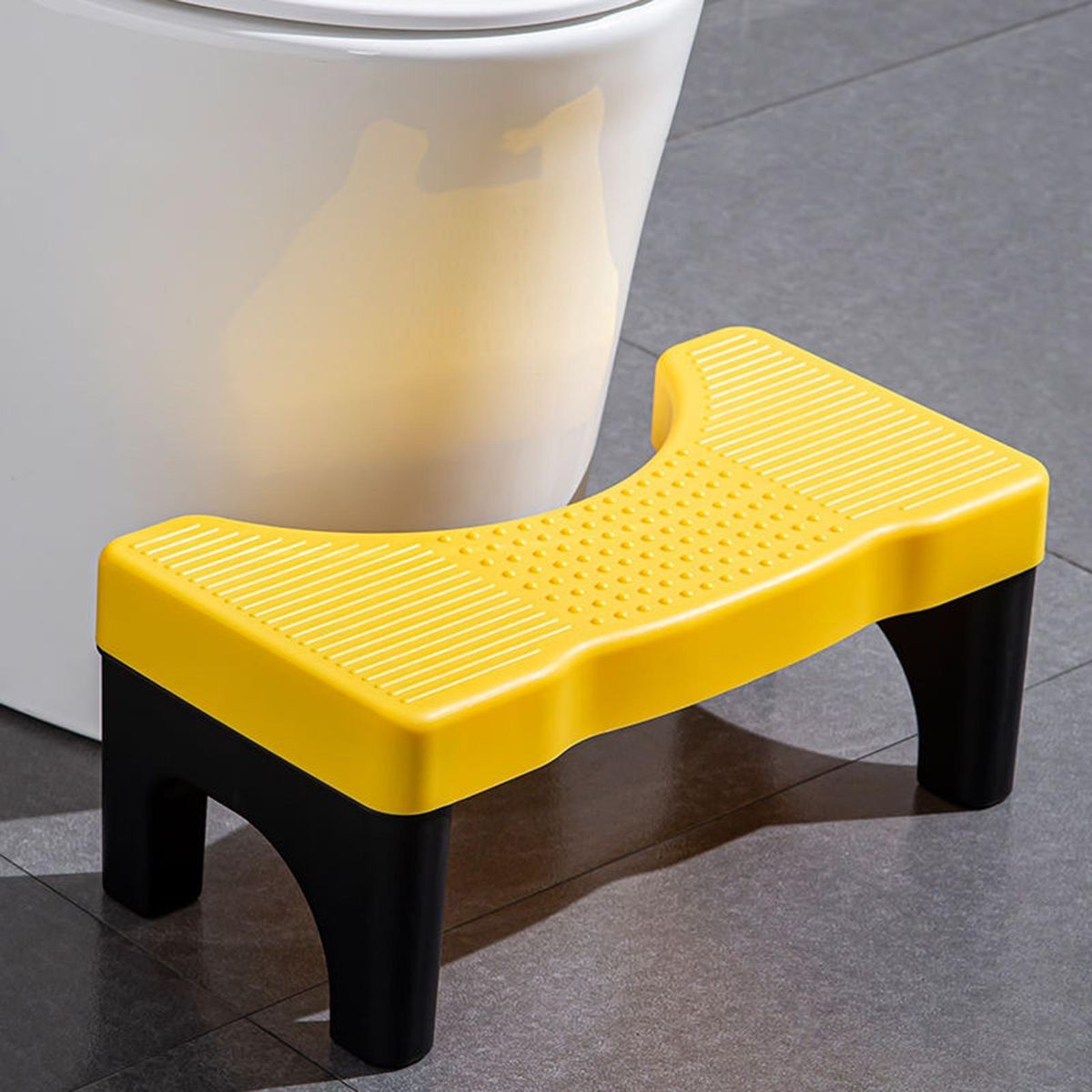High Strength Toilet Footstool Squatease Portable Non-slip for Ages Black and Yellow
