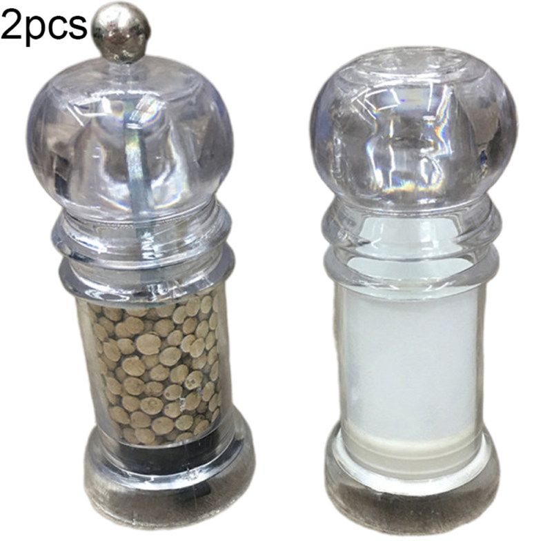 2Pcs Manual Salt Spice Pepper Mill Grinder Seasoning-White