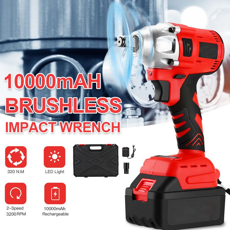 88V 1/2'' 10000mAh Brushless Cordless Impact Wrench Drilling 350 Nm Impact Wrench Only