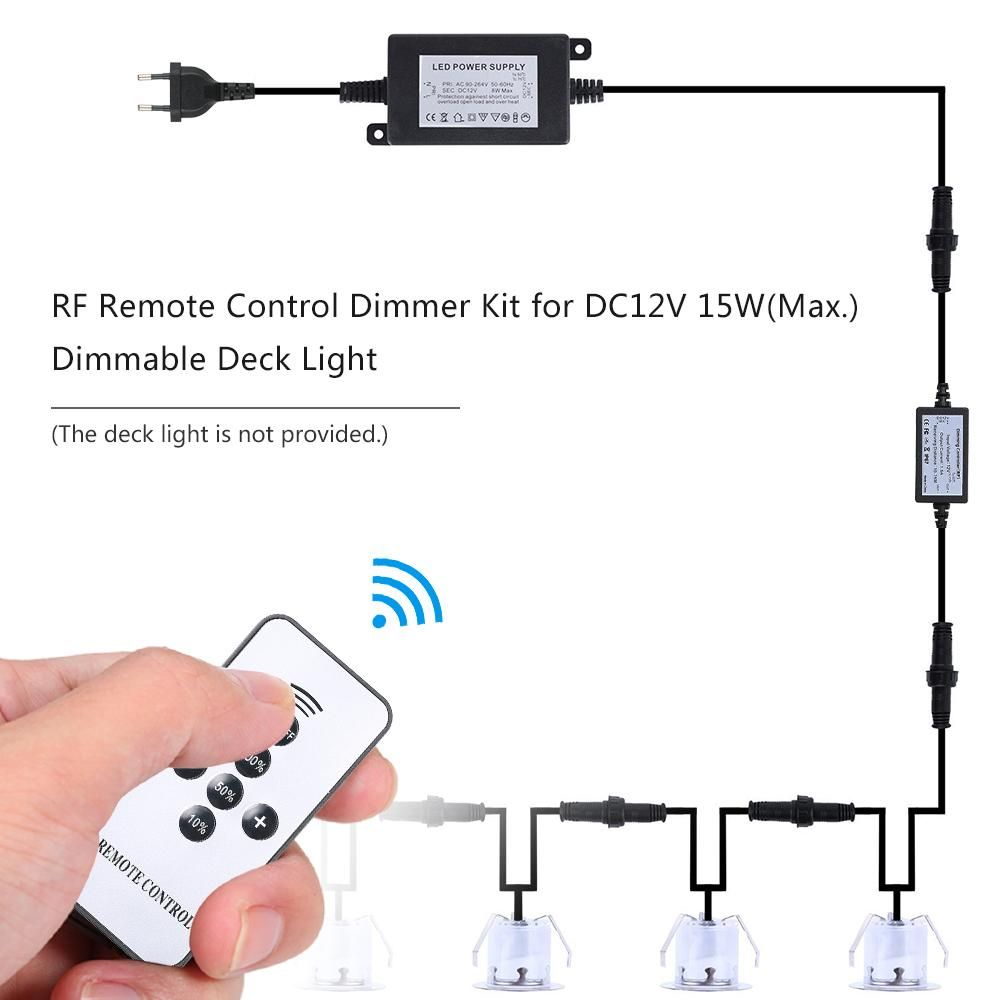 Tomshine DC12V 15W(Max.) Dimmer Modulator Kit  with Remote Control Controller IP67 Water Resistance Portable for Brightness Adjustable Dimmable Deck Light