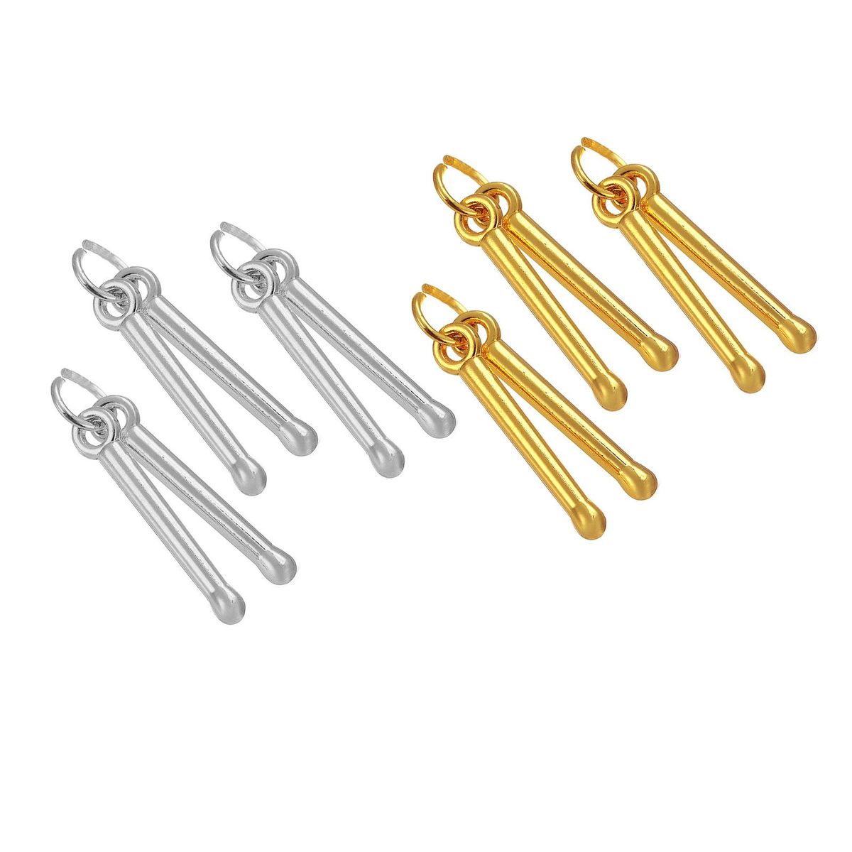 3 Pieces Drum Stick Pendant Drummer Accessories Drum Gifts Argent