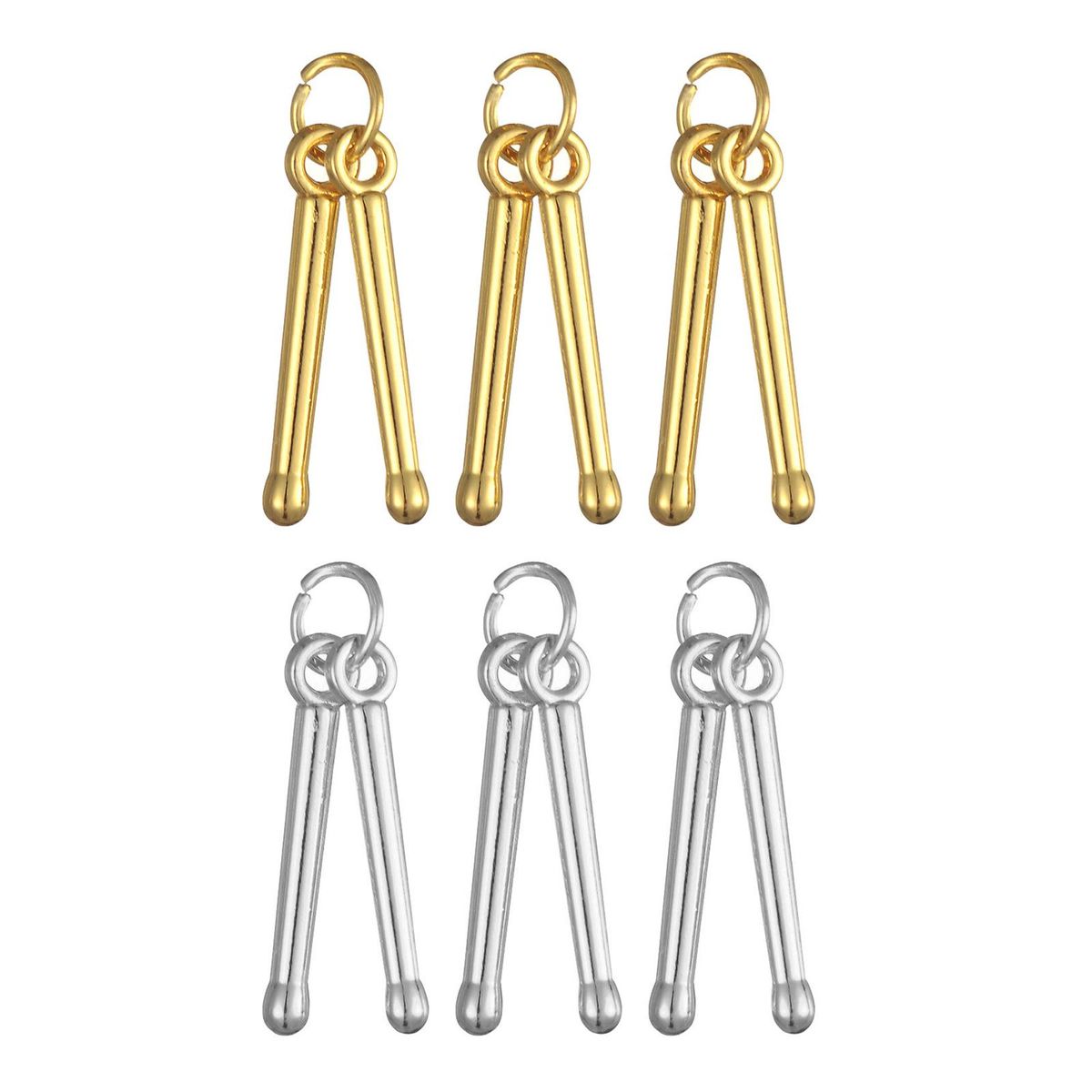 3 Pieces Drum Stick Pendant Drummer Accessories Drum Gifts Argent