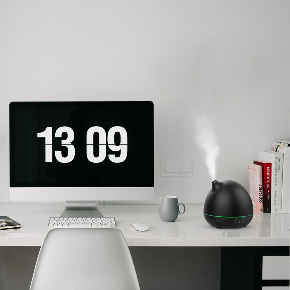 Homgeek 400ml Air Humidifier Aroma Essential Oil Diffuser Aromatherapy Auto Shut-off Timer with 7 Colors LED Lights and Adjustable Mist Mode for Office Home US Plug Black