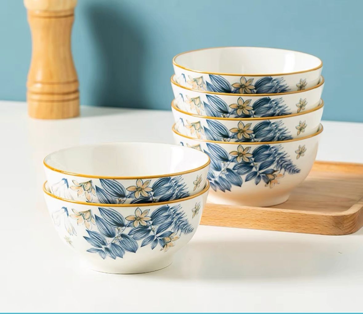 Simple Style Ceramic Bowl Plate(6pcs)