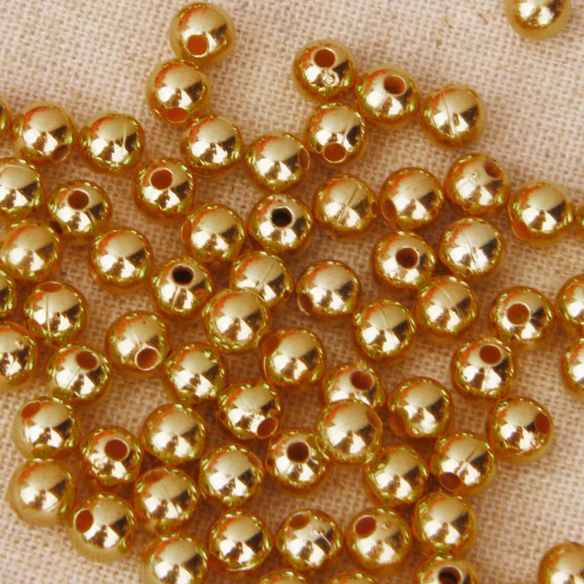 Of  Acrylic Beads Pearl Gold Loose Jewelry  For Women 6mm