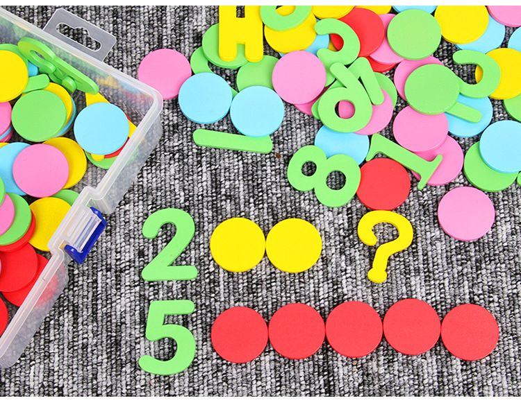 MONTESSORI DIGITAL CALCULATION COUNTING COLOUR DISCS WITH ARITHMETIC SYMBOLS
