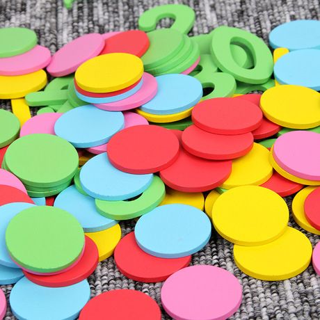 MONTESSORI DIGITAL CALCULATION COUNTING COLOUR DISCS WITH ARITHMETIC SYMBOLS