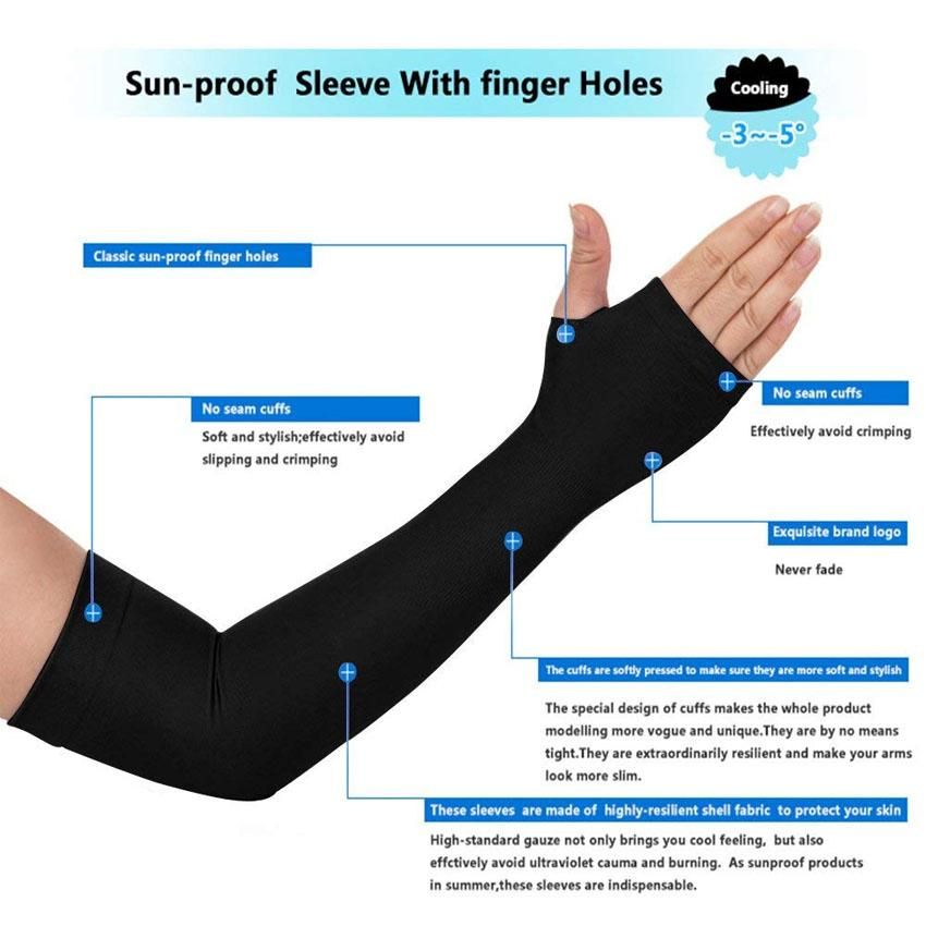Ice Sleeves Sunscreen Sports Outdoor Arm Sunshade Sleeves - Black
