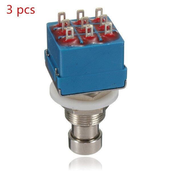 New 1PCS 9-pin 3PDT Guitar Effects Pedal Box Stomp Foot Metal Switch True Bypass