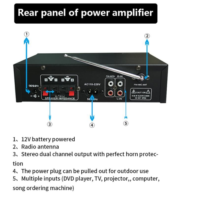G-919H 1000W Home Power Amplifiers Audio Bluetooth Amplificador Subwoofer Speakers Theater Audio Sound System 220V/110V FM USB