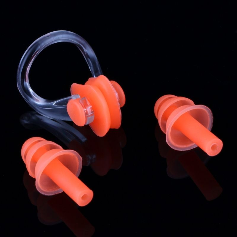 Multicolor Swimming Nose Clip And Ear Plug Set Earplug