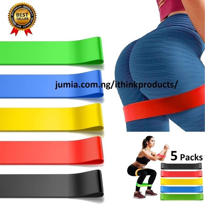 Resistance Bands Fitness Exercise Bands Elastic Set 5 In 1 Yoga Pilates Sports GYM Fitness Exercise