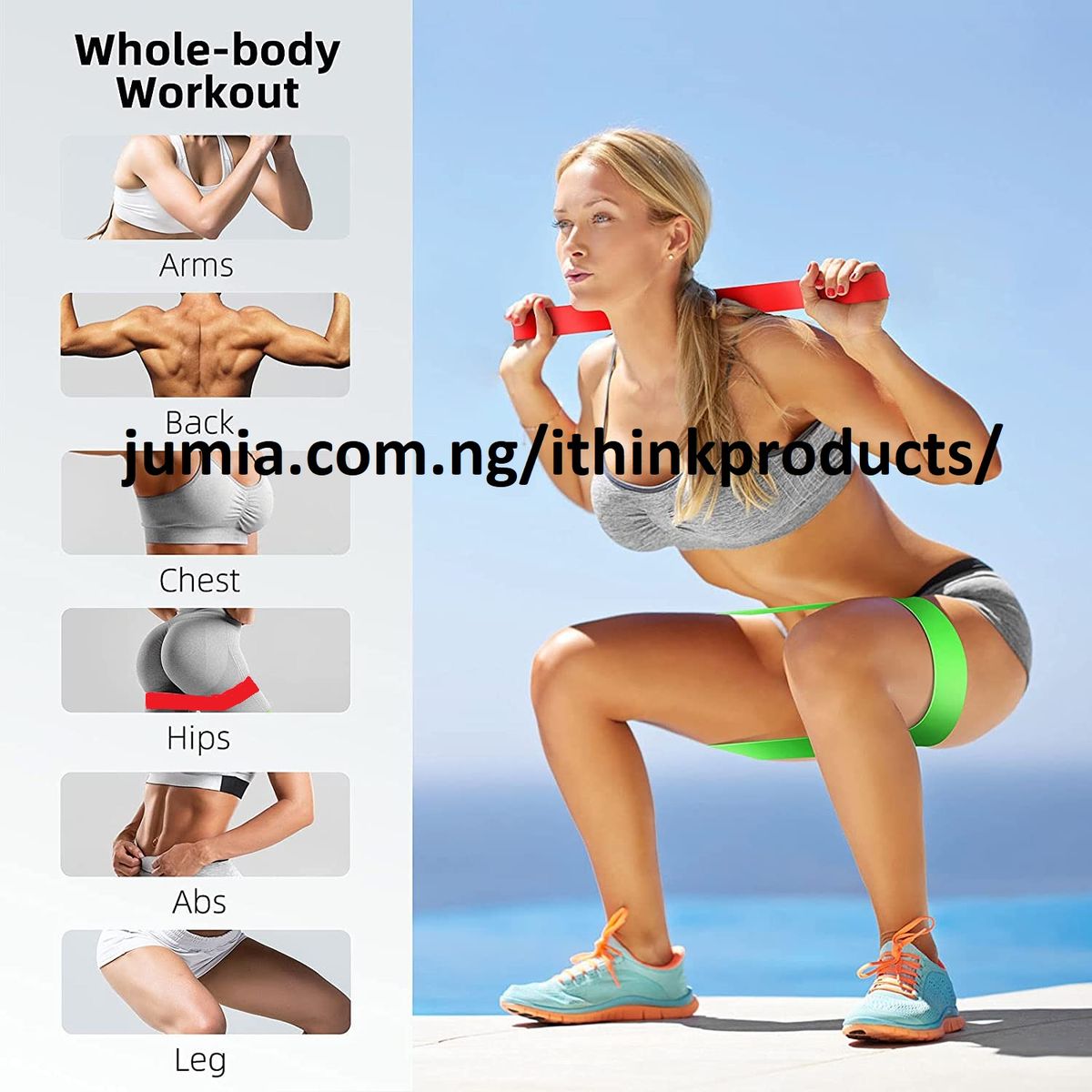 Resistance Bands Fitness Exercise Bands Elastic Set 5 In 1 Yoga Pilates Sports GYM Fitness Exercise