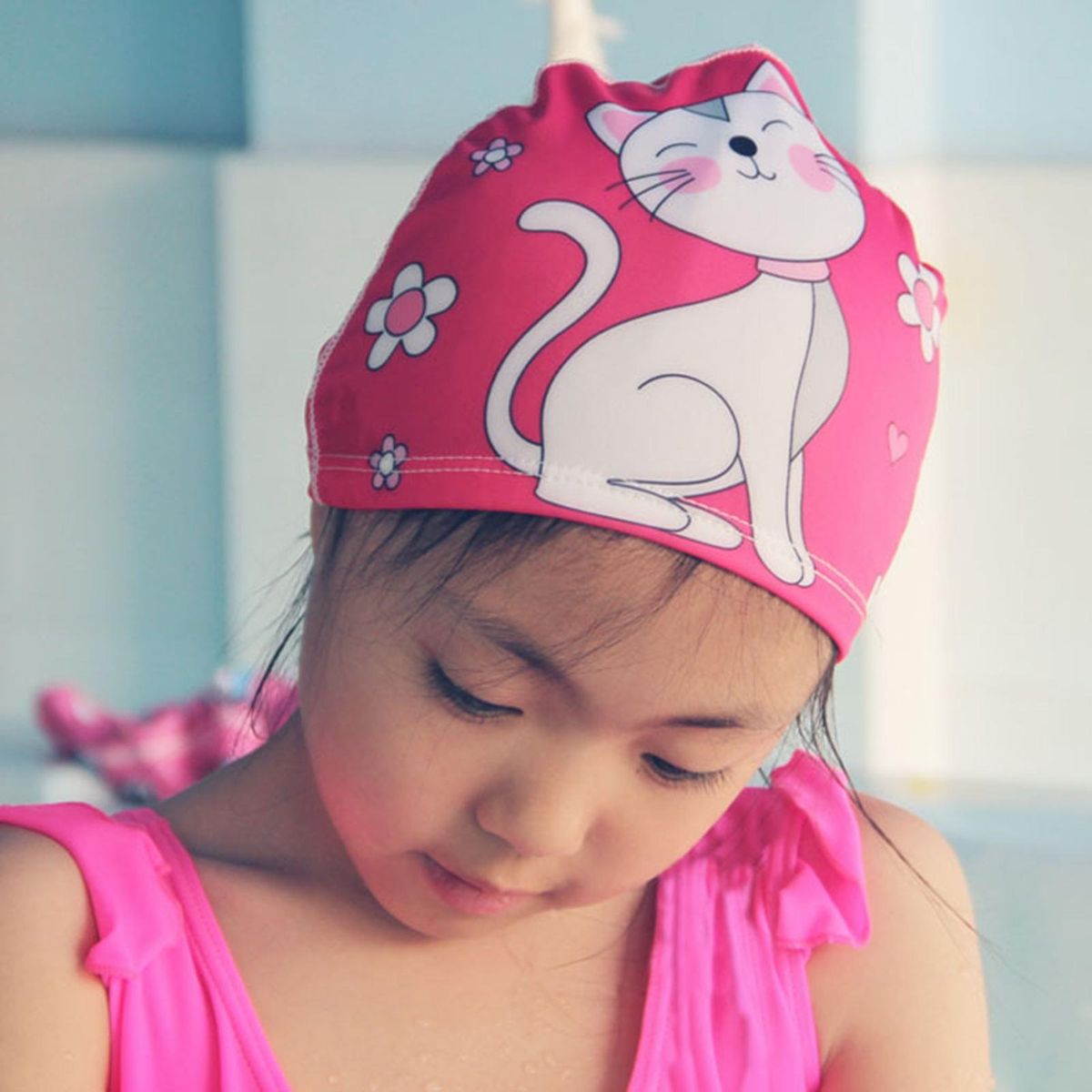 Swimming Hat Kids Quick-drying Cartoon Swim Hat Breathable Elastic