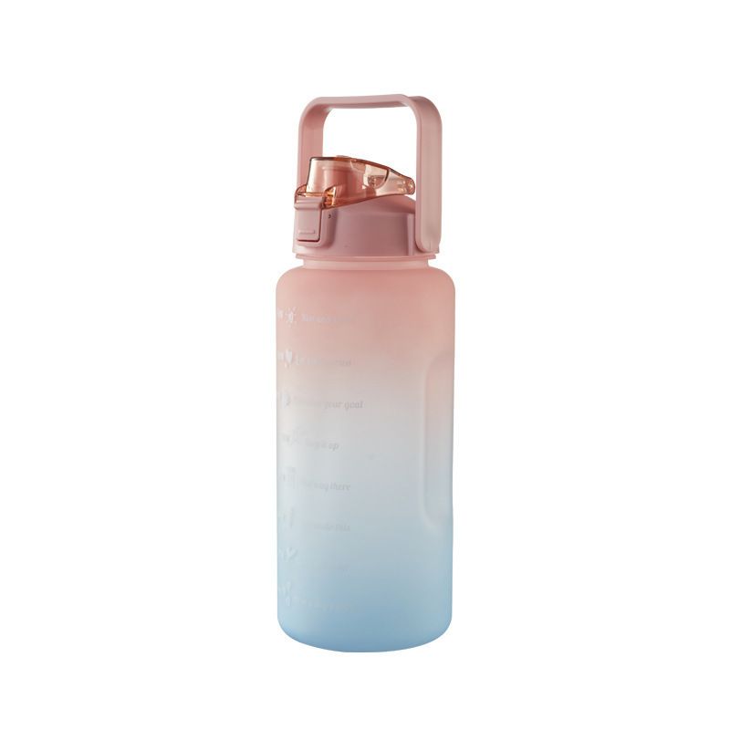 Gradient Sport Water Bottle 2000ML Motivational Drink Straw
