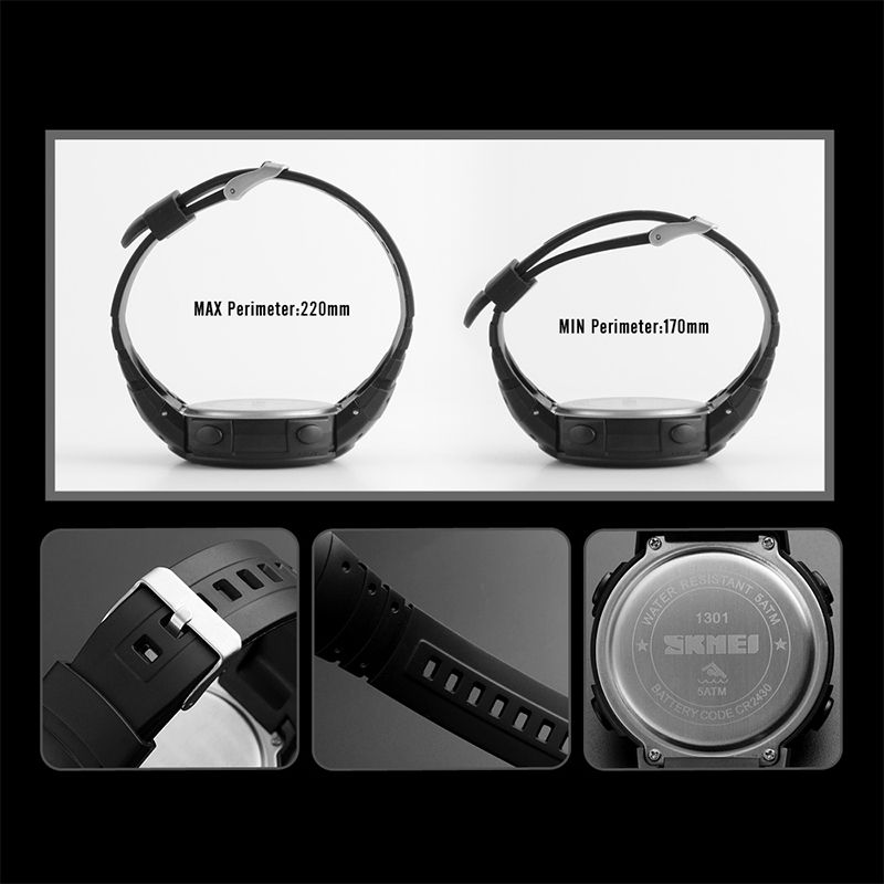SKMEI 1301 Multifunction 50m Waterproof Sports Bluetooth Smart Watch, Compatible With Android & IOS System(Black)