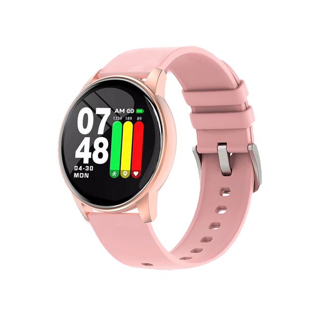 Smart Watch Round Women Waterproof Smartwatch Men Women Fitness Tracker Blood Pressure Monitor For Android IOS Smart Clock PK P8(#Pink)