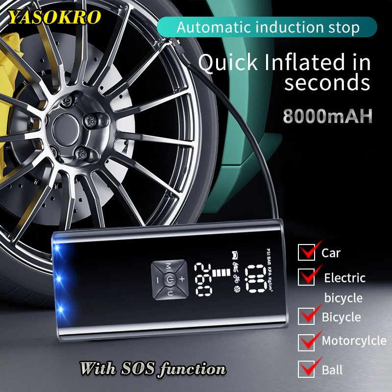 8000mAh Car Air Compressor 12V 150PSI Electric Wireless Portable Tire Inflator Pump For Motorcycle Bicycle Car Tyre Balls