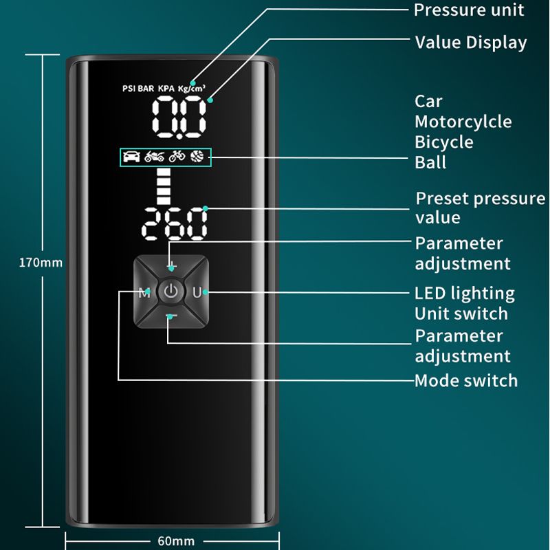 8000mAh Car Air Compressor 12V 150PSI Electric Wireless Portable Tire Inflator Pump For Motorcycle Bicycle Car Tyre Balls