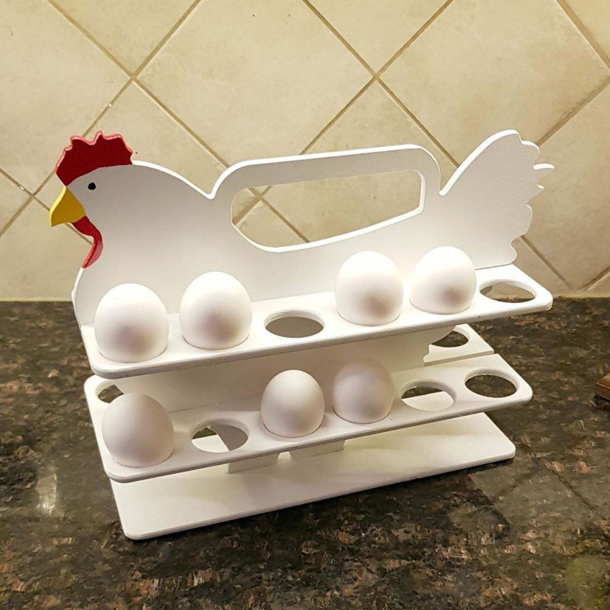 2-tray Wooden Egg Basket 24 Eggs Egg Holder Countertop Wooden Rustic Egg Holder Countertop Wooden Egg Tray for Egg Storage