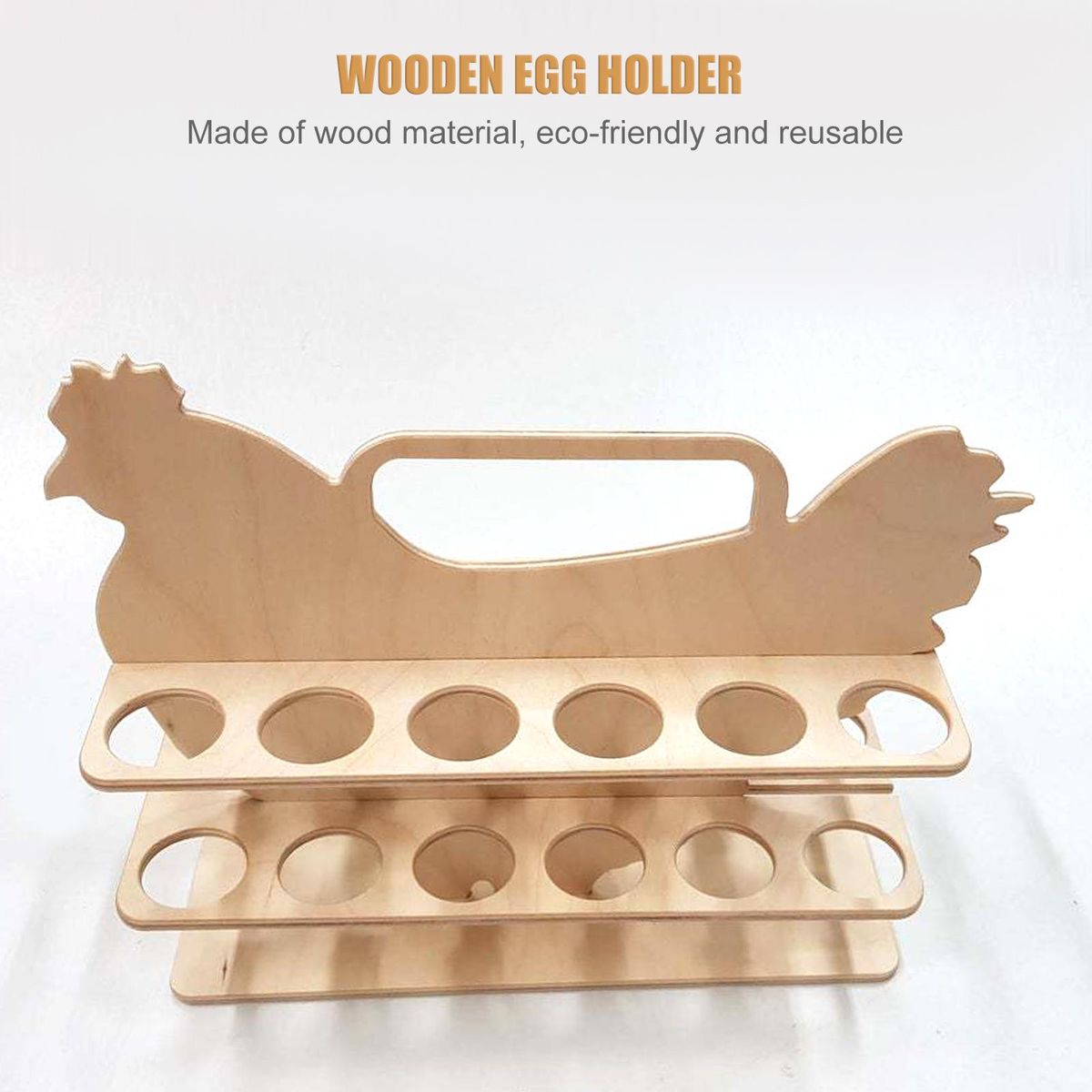 2-tray Wooden Egg Basket 24 Eggs Egg Holder Countertop Wooden Rustic Egg Holder Countertop Wooden Egg Tray for Egg Storage