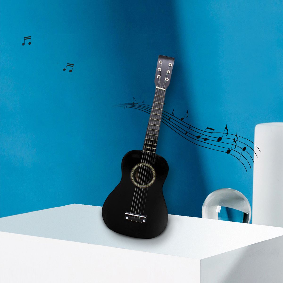 23 Inch Acoustic Folk Guitar For Beginners Student Adult Player Black