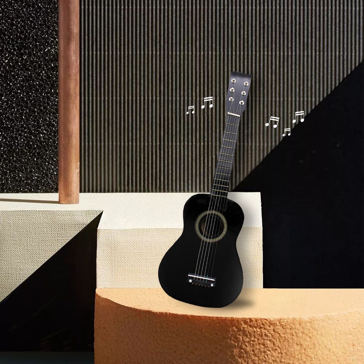 23 Inch Acoustic Folk Guitar For Beginners Student Adult Player Black
