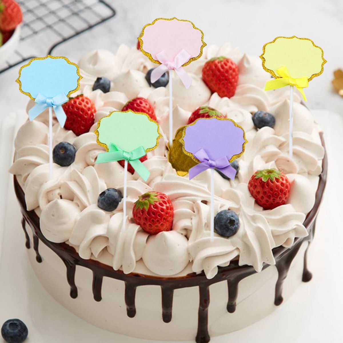 Cupcake Decoration Topper 50pcs Cupcake Topper Label Marker Kit Mix Color